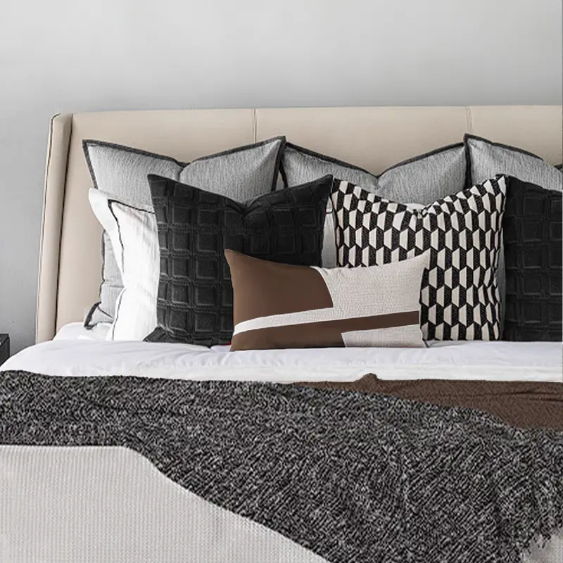 30 × 50 Cm Brown-And-Black Leather Lumbar Pillow – Yz2356 Style 1