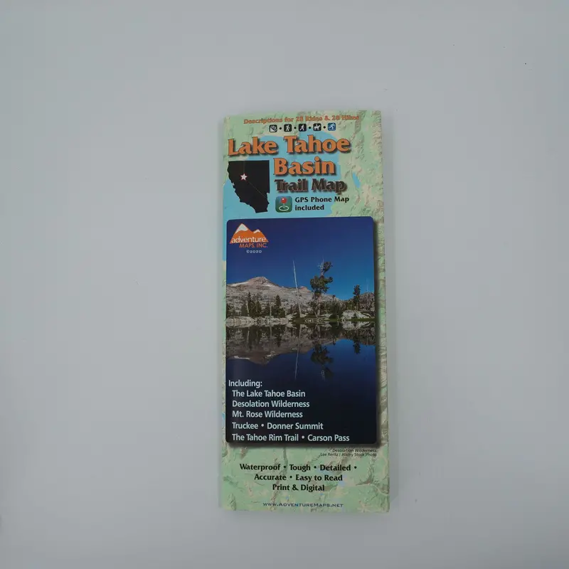 Adventuremaps Lake Tahoe Topographic Trail Map 1