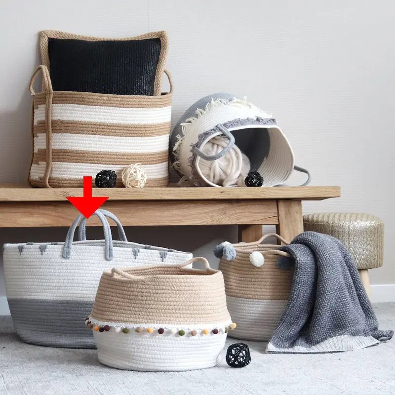 Artisan-Woven Natural Fiber Basket – Handcrafted Design 190410-012 1