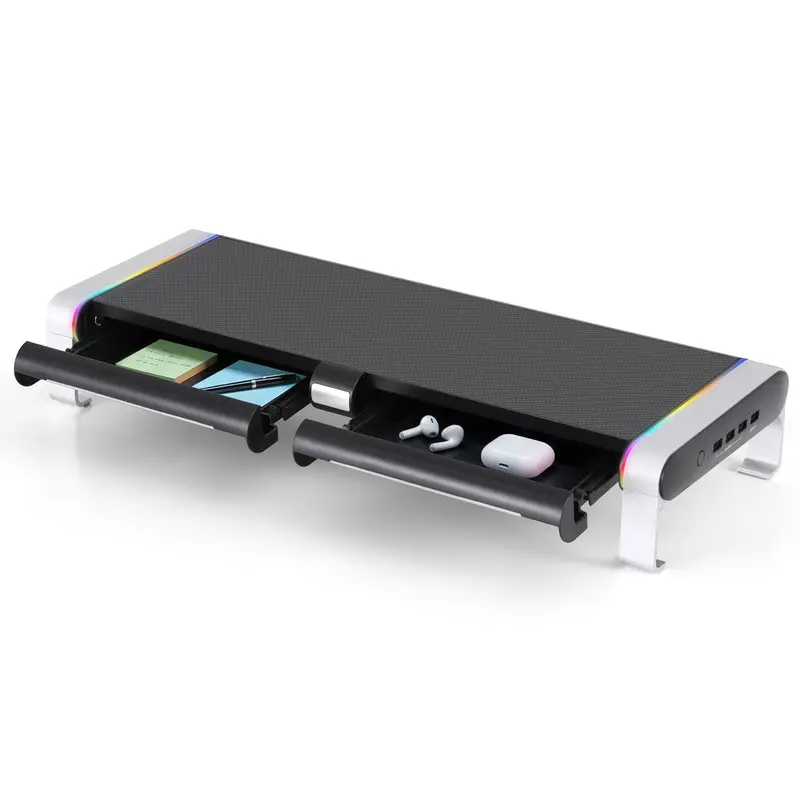 Artiss Rgb Illuminated Monitor Stand With Built-In Usb Hub And Device Charging Station 1
