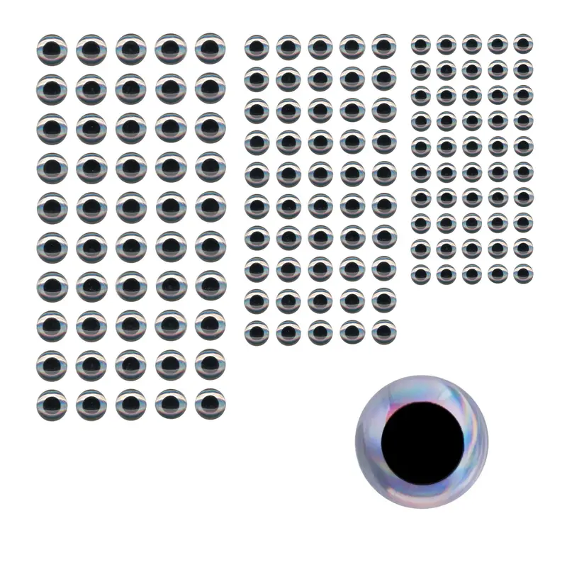 Artizan Molded Lure Eyes – Assorted Sizes (3.5/5/6.5Mm), Silver & Black, 150-Piece 1