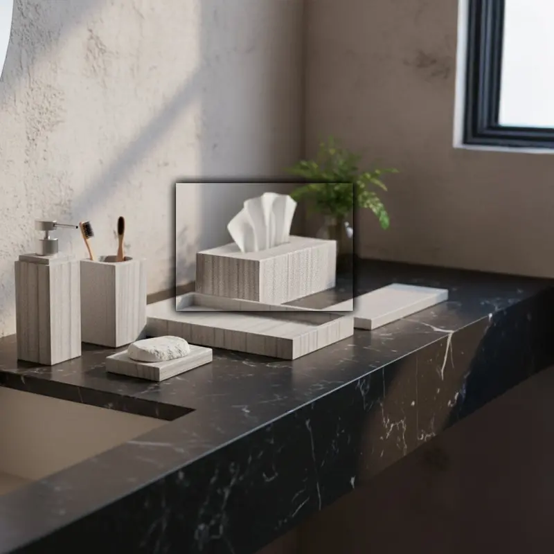 Australian Gray Marble Rectangular Tissue Box With Magnetic Pvc Base – Sbk893-5A 1
