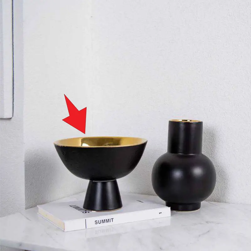 Black Gold Finish Ceramic Bowl – Elegant Serving Or Display Piece Fa-D2084C 1