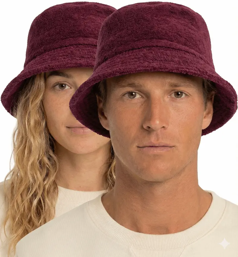 Burgundy Terry Cotton Bucket Hat – Durable Fishing & Camping Cap (Xl) 1