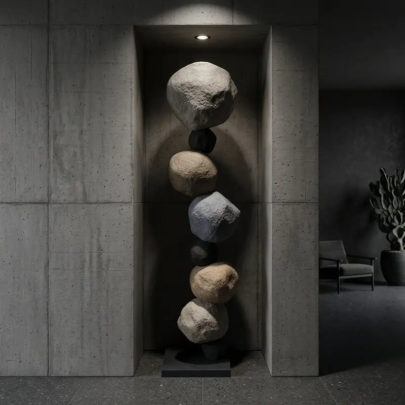 Cairn Fiberglass Sculpture – Abstract Outdoor Or Indoor Art Installation (Model F9177) 1