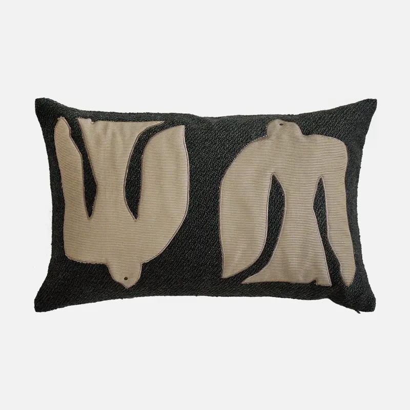 Chastain Embroidered Lumbar Pillow – 30×60 Cm Unique Stitching – Ecc080 1