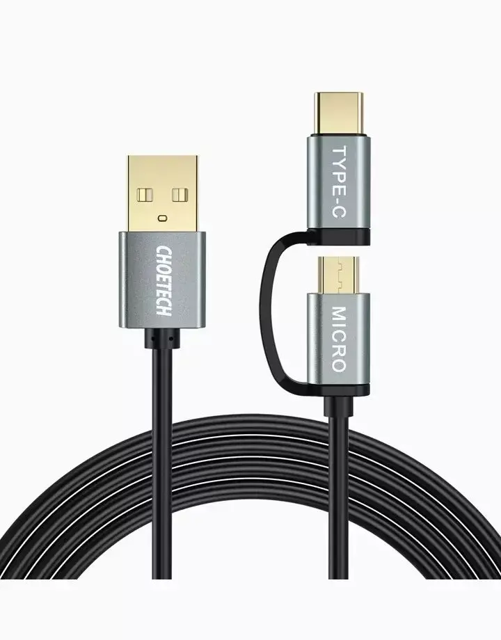 Choetech Xac-0012-102Bk Dual-Connector Cable – 1.2M Usb-C + Micro-Usb Sync & Charge Cable 1