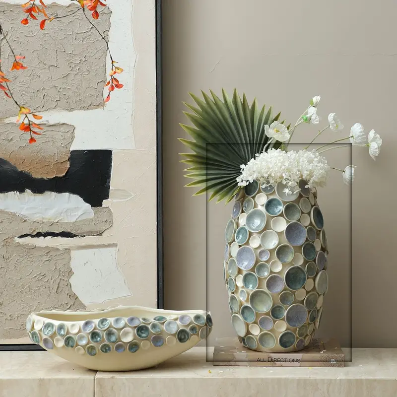 Colorful Round Glazed Ceramic Vase – Handcrafted Decorative Vessel, Ff-D25180A 1