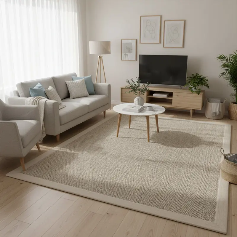 Contemporary 300X200 Cm Sydney Sisal Rug – Light Neutral Floor Mat 1