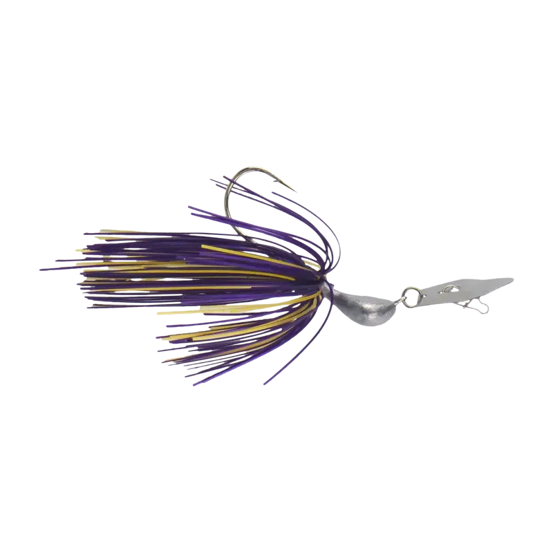 Dekoi 7G Bladed Swim Jig (Chatterbait) – Purple & Gold Accents (2-Pack) 1