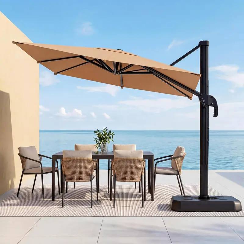 Eo Living 9-Foot Beige Patio Umbrella With Tilt Mechanism 1