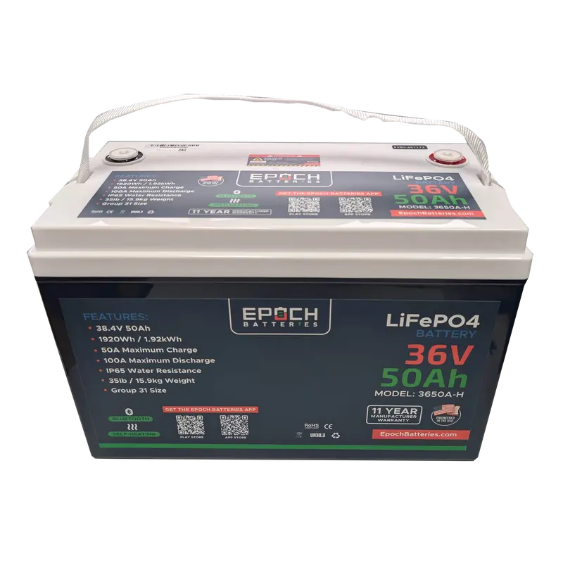 Epoch 36V 50Ah Essential Series Heated & Bluetooth Lifepo4 Battery 1