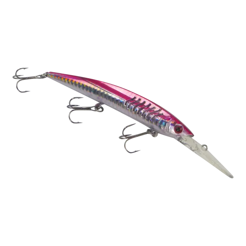 Finesse Flash Minnow 150Mm Deep-Diving Lure – Magenta Silver 1