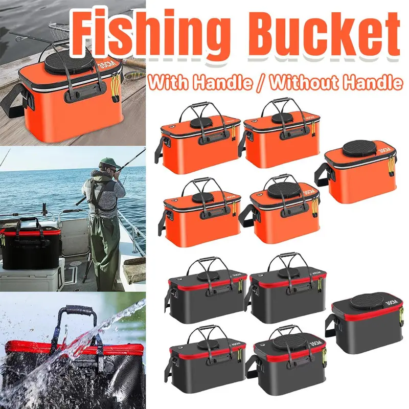 Foldable Orange Eva Fishing Bucket – 45 Cm Live Fish Container 1