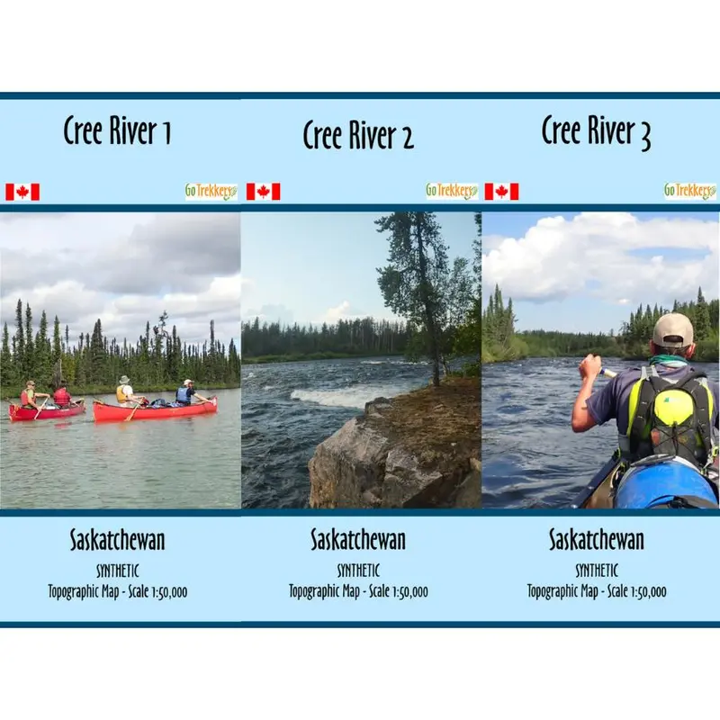 Go Trekker Cree River Map Pack – 3-Map Synthetic Set For Backcountry Navigation 1