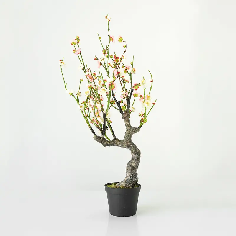 Handmade Plum Blossom Arrangement In Decorative Planter – Seasonal Elegance 1
