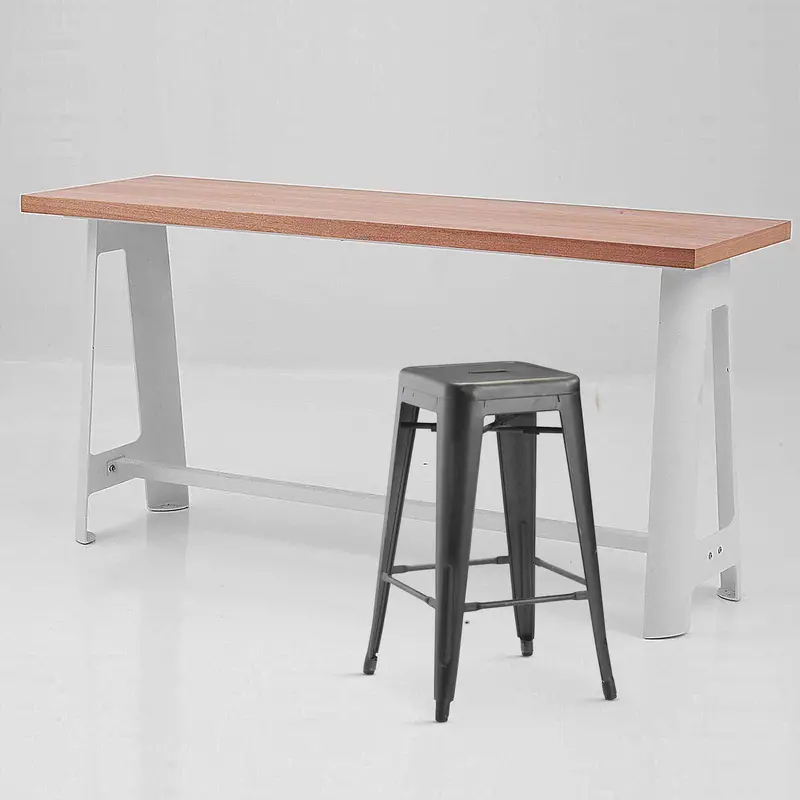 Industrial Long Bar Table With Natural Wood Grain Finish Gt-304-Wn 1