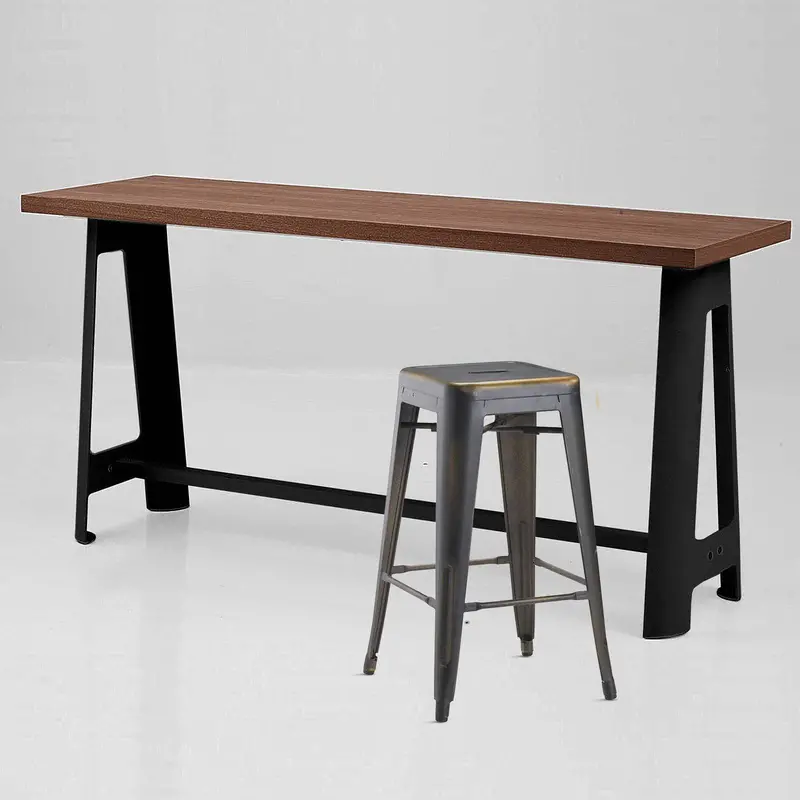 Industrial-Style Long Bar Table In White Washed Wood Gt-304-Wb 1