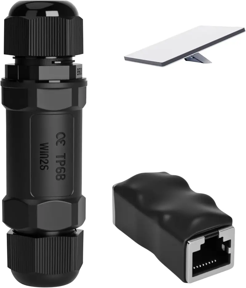 Ip68-Rated Rj45 Ethernet Coupler For Starlink – Female-To-Female Cat8/Cat7/Cat6/Cat5E Extender With Lightning Protection 1