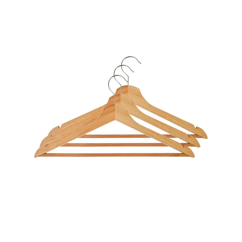 Karaca Jessie Natural Wood Hanger Set – Pack Of 3, 44 Cm Eco-Friendly Hooks 1