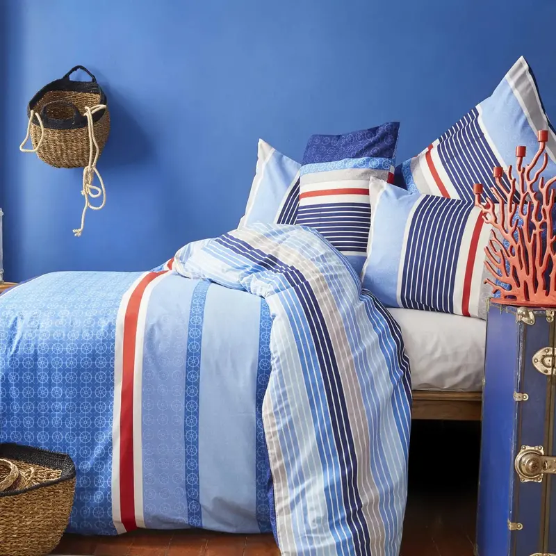 Karaca Nautica Cotton Duvet Cover Set – Double Size, 100% Cotton, Navy & White Design 1