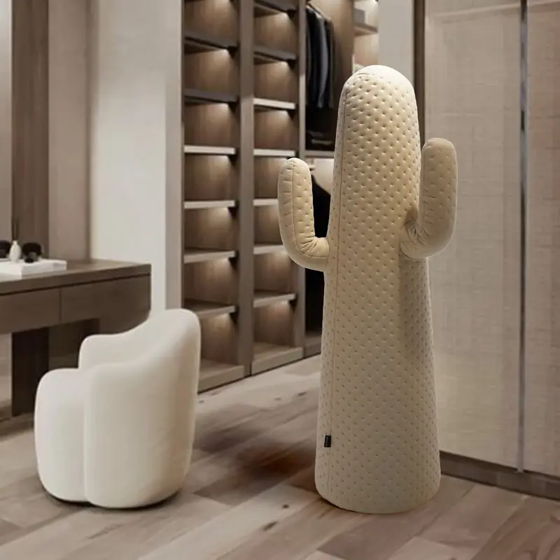 Large Cactus-Shaped Coat Rack In Beige – Floor Standing Entryway Organizer (Y61581-90) 1