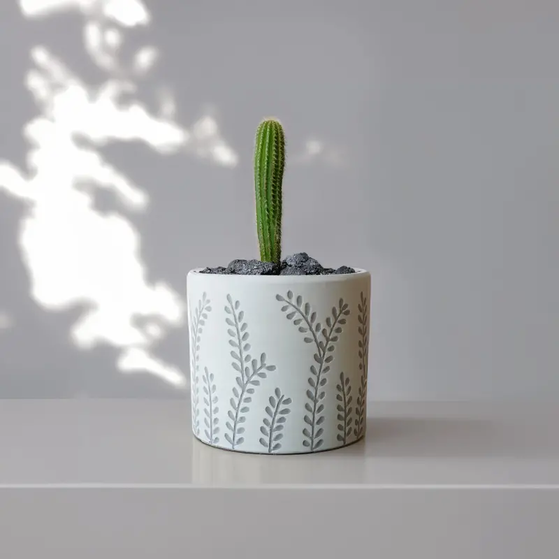 Leafy Branch Planter – Botanical-Themed Outdoor/Indoor Container In Grey (Whgy-8064B-163Whgy) 1