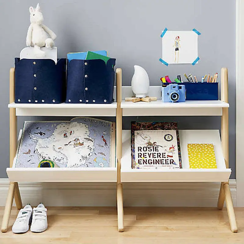 Low-Profile Kids’ Storage Shelf – Eco-Friendly Wood Construction, Lm-S003 1