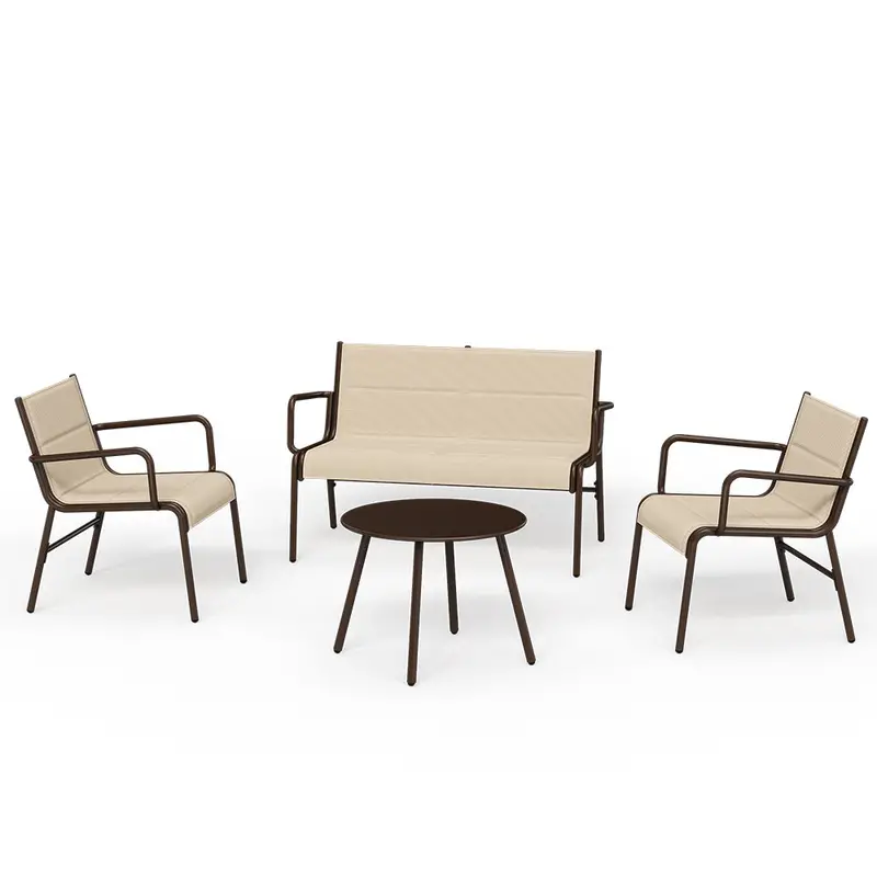 Luna 4-Piece Modern Patio Conversation Set With Coffee Table 1