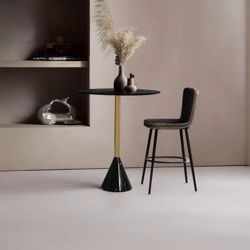 Madrid Natural Marble Bar Table – Black Finish (St8644-60B-Bk) 1