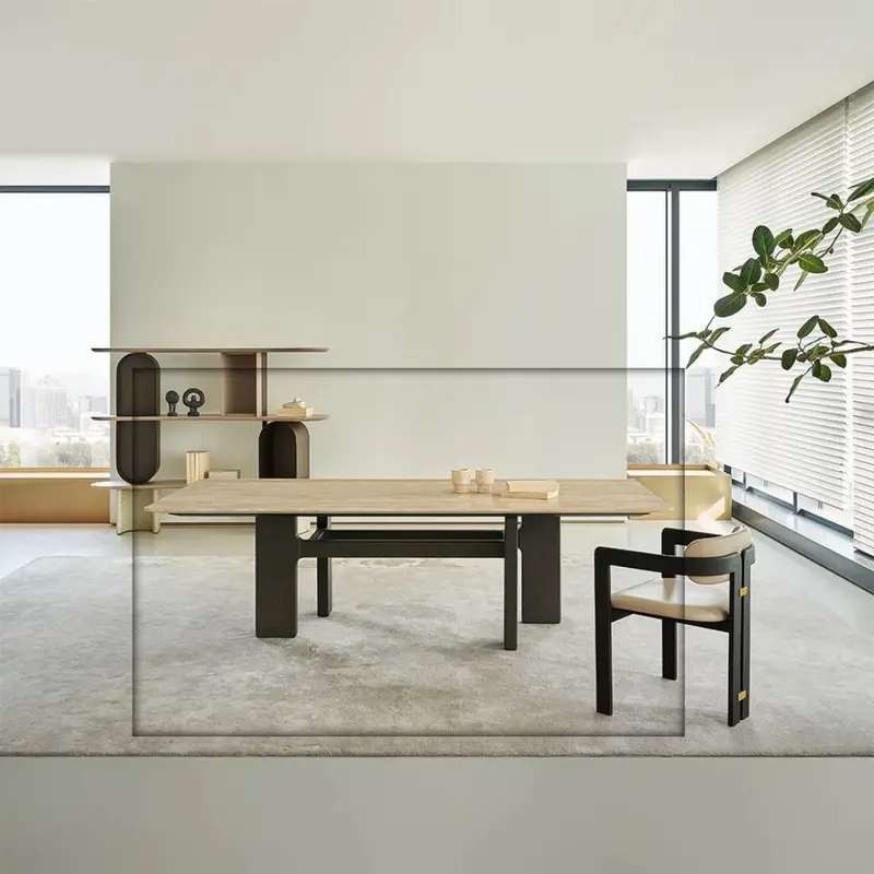 Miya Elegant Travertine Dining Table – Bmbo-Ct80357 1