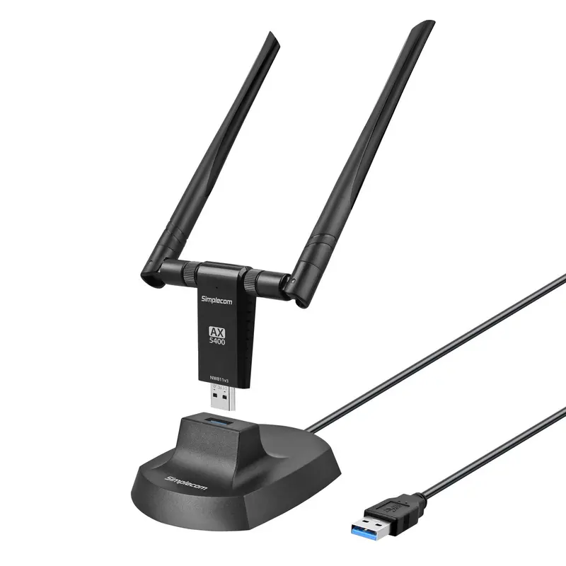 Simplecom Nw811V3 Tri-Band Wifi 6E Usb Adapter With Dual High-Gain Antennas For Maximum Throughput 1