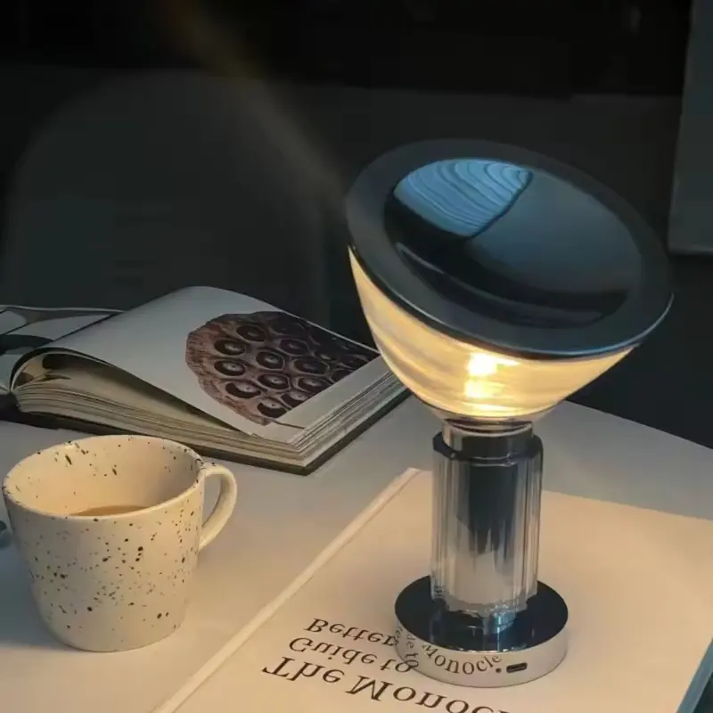 Smoky Glass Rechargeable Led Table Lamp – Portable Design (Mt97174) 1