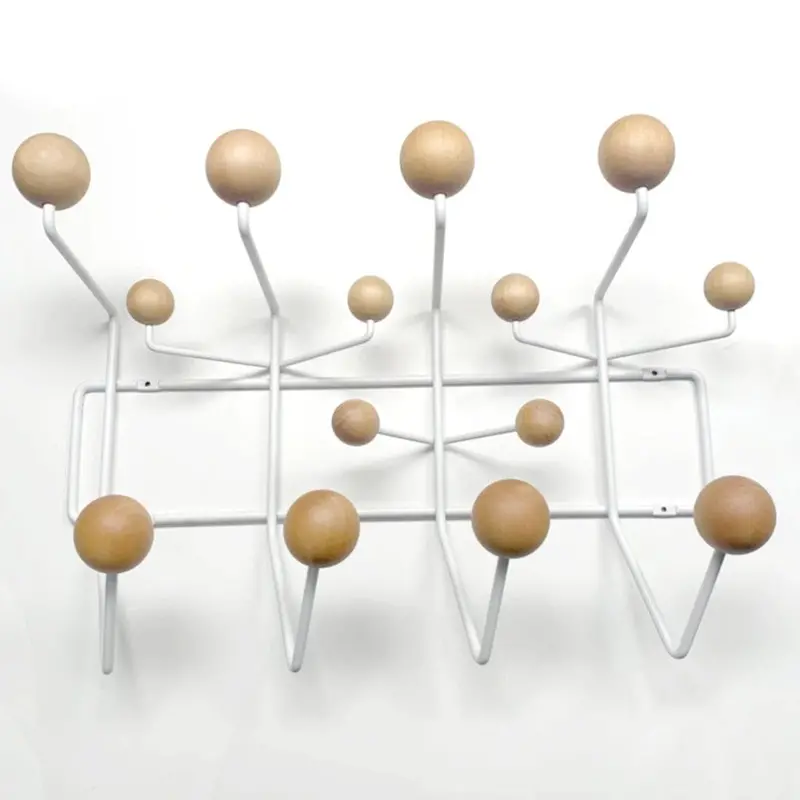Sp15119-N Mid-Century Solid Wood Coat Hanger – White & Natural Finish 1