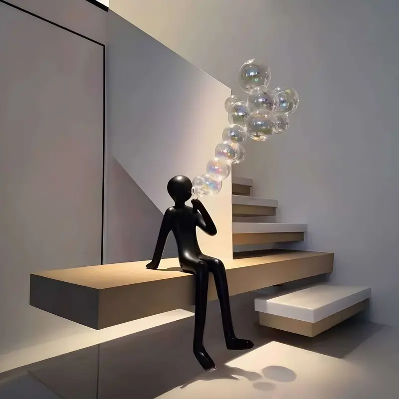 Space Grey Shiny Fiberglass Sculpture – Sleek Reflective Artwork For Modern Interiors (Model F9122) 1