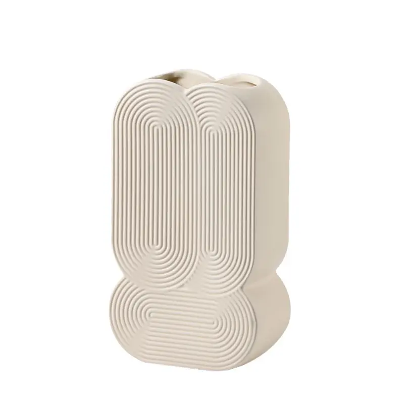 Spiral-Embossed Ceramic Vase – Modern Curved Silhouette -B Fd-D24100 1
