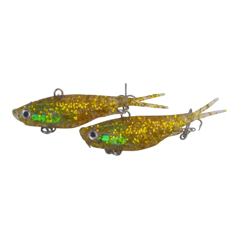 Swimerz 95Mm Soft Vibe Lure – Clear Gold Hue, 2-Pack 1