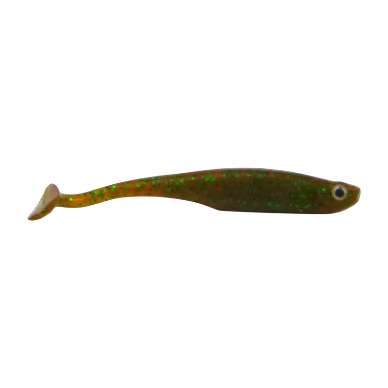 Swimerz Soft Shad Lure – 100Mm Paddle Tail, Green Pumpkin (6-Pack) 1