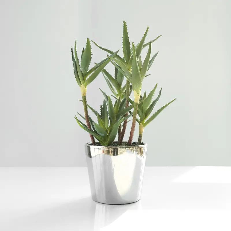 Textured Aloe Plant In Ceramic Vessel – Lifelike Handmade Decor 1