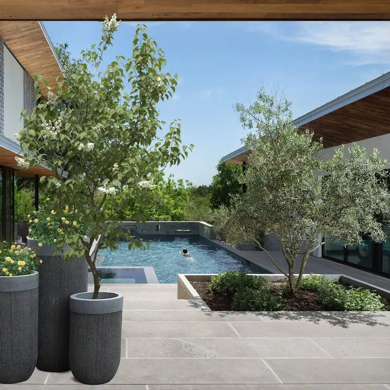 Tri-Planter Set – Weather-Resistant Fiberglass Concrete Containers For Home Or Garden 1