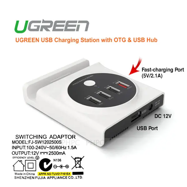 Ugreen Otg-Compatible Usb Charging Station With Integrated Hub (Model 20352) 1
