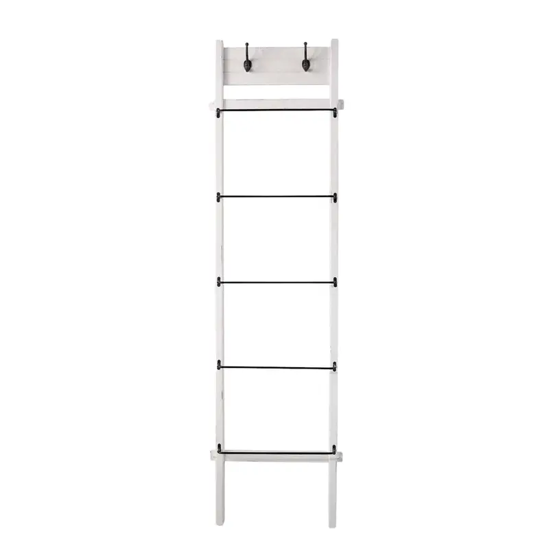 White Wood-And-Metal Standing Ladder Shelf – 193 Cm 1